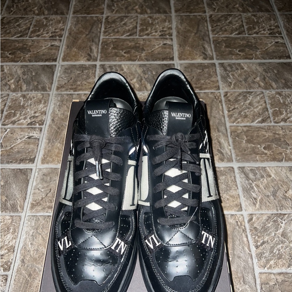 Valentino Men's Black and White Sneakers